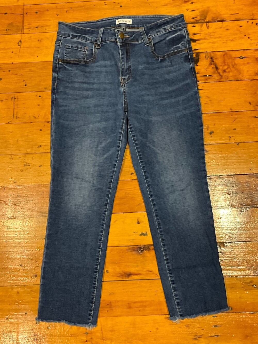 Fire & Rain Y2K Cropped Jeans Juniors 13 Raw Hem Stretch